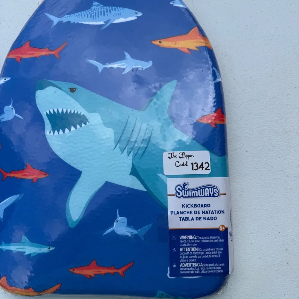 SwimWays Kids Shark Kickboard Blue Swim Trainer Foam Board 6070493 Age 5+ NEW